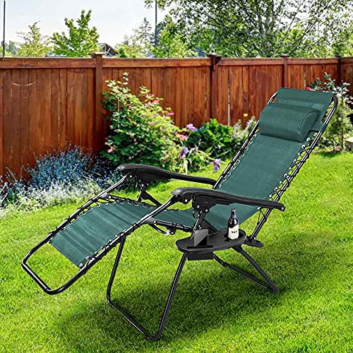 BAKAJI Silla de gravedad Zero Tumbona de jardín, sillón relax plegable, reclinable, tejido Oxford transpirable, terraza, piscina exterior, color verde