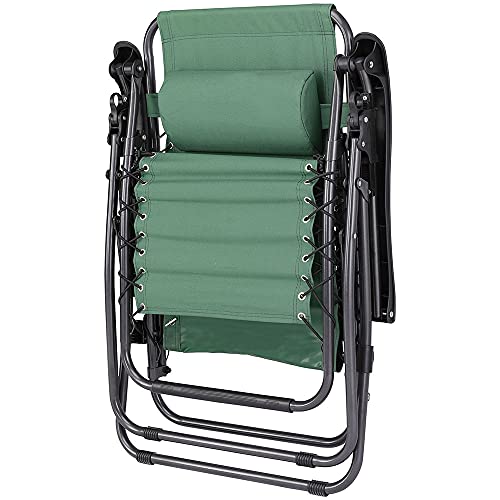 BAKAJI Silla de gravedad Zero Tumbona de jardín, sillón relax plegable, reclinable, tejido Oxford transpirable, terraza, piscina exterior, color verde