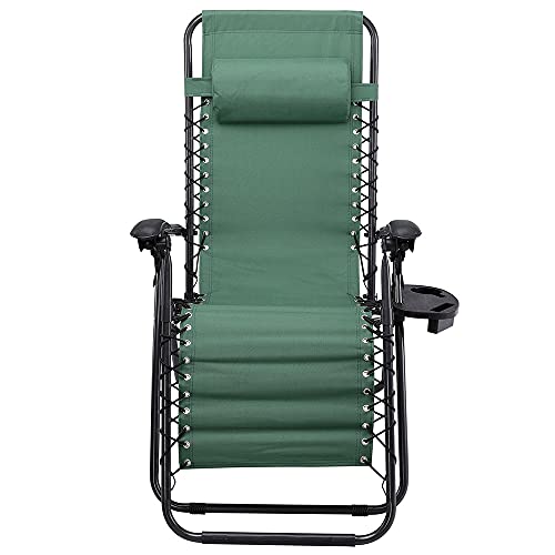 BAKAJI Silla de gravedad Zero Tumbona de jardín, sillón relax plegable, reclinable, tejido Oxford transpirable, terraza, piscina exterior, color verde
