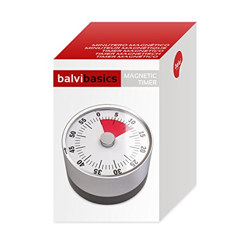 Balvi - Basics minutero mecánico y magnético. Cuenta hasta 60 Minutos. Sonido de Alarma al alcanzar e