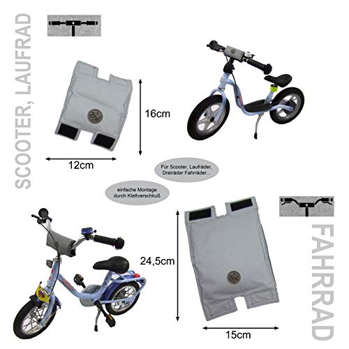 Bambiniwelt - Protector acolchado para manillar, para scooter, bicicleta, triciclo, totalmente reflectante para modelos Puky, color Gris, talla Small
