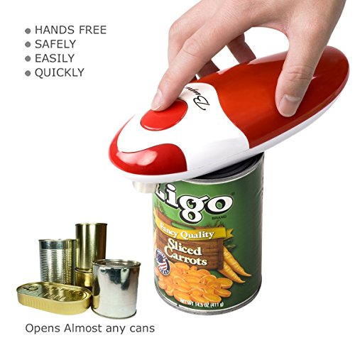 Bangrui Abrelatas eléctrico, abrelatas para restaurantes, abrelatas de Cocina, los Bordes Son ordenados y Lisos, Interruptor táctil, abrelatas automático, Mejor opción de los Cocineros! (Rojo)