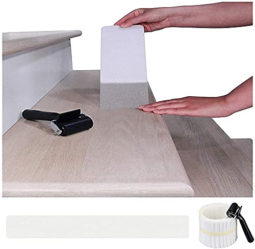 BangShou 15 Unidades Cinta Antideslizante Transparente con Herramienta de Instalación Cinta Antideslizante para Peldaños de Escalera (15x80cm)