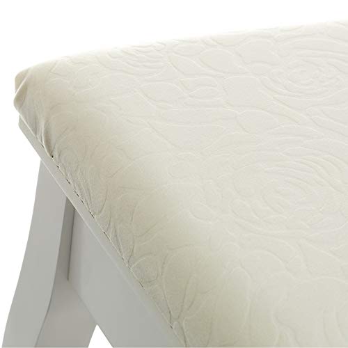 Banqueta de tocador de Madera de paulonia clásica Blanca de 50x30x39 cm - LOLAhome