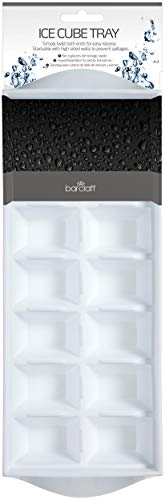 Bar Craft Bandeja para Cubitos de Hielo con un Molde Flexible y Fácil de Desmoldar, de Plástico, Color Blanco, 32 x 12 cm