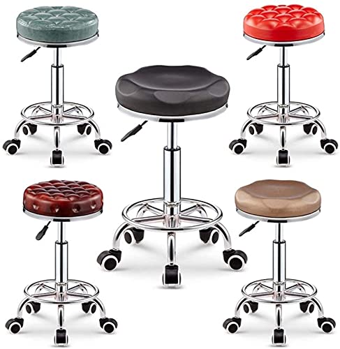 Bar Taburete Bar Taburetes con ruedas, imitación Cuero Ajustable Silla de computadora Silla de dormitorio Sala de Clase Reservar Habitación Silla giratoria (Color: # 6, Tamaño: 33 * 42-55cm) (Color: #