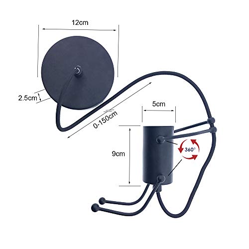 BarcelonaLED Lámpara Colgante de Techo Creativo Humanoide Vintage Moderna Doll Art Bombilla E27 para Niños Dormitorio Cocina Bar Restaurante Cafetería Panaderia Pasillo Negro - LV418