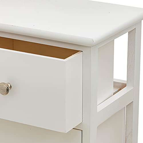 Baroni Home Mesita de noche, mueble de salón, dormitorio, baño, mueble multiusos, color blanco, 2 cajones, medidas 30 x 24 x 43 cm