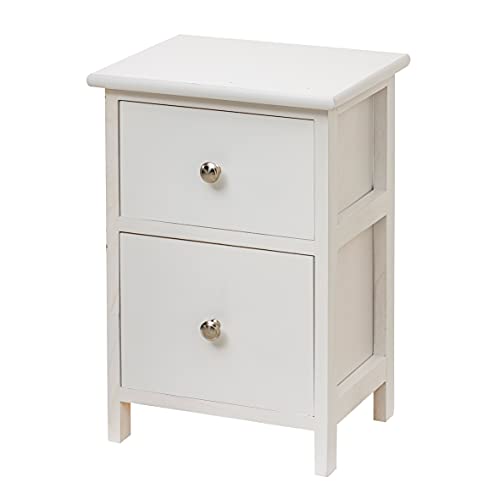 Baroni Home Mesita de noche, mueble de salón, dormitorio, baño, mueble multiusos, color blanco, 2 cajones, medidas 30 x 24 x 43 cm