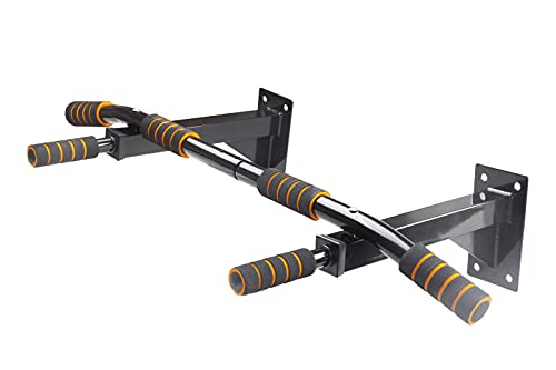 Barra de dominadas para Pared con 6 Asas Antideslizantes y fijación con 8 Tornillos de expansión. Equipo de Fitness en casa Seguro y Estable (Carga máxima 200 kg)