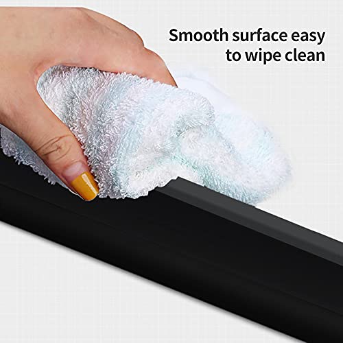 Barrera de Ducha y Sistema de Retención,39Inch Barrera de Agua de Silicona con capa inferior superpegajosa, Umbral de Ducha para Separación Húmeda y Seca para Cocina y Baño,negro