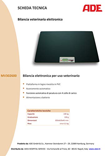 Báscula digital veterinaria Ade Germany 100 kg Electrónica para uso veterinario
