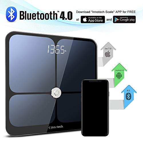 Báscula Grasa Corporal Báscula de Baño- Báscula Inteligente Bluetooth, Medición de Alta Precisión el Peso Corporal, Porcentaje de Grasa Crporal, Masa Muscular, IMC, Grasa Visceral