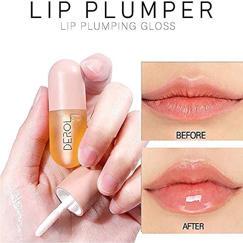 Base humectante con brillo de labios más voluminoso, suero realzador de labios y cuidado de labios natural, cuidado de día y noche, realzador de labios natural para labios más suaves y duraderos