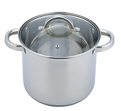 Bastilipo - Suiza 9 inox - Set Batería de cocina 9 piezas de acero inoxidable AISI 430 con tapas de cristal templado con válvula - Apto para cocinas de gas, eléctrica, vitrocerámica e inducción
