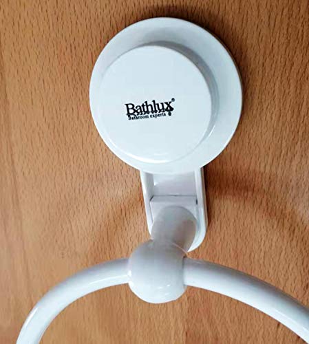 Bathlux Toallero de Pared con Ventosa de Fijación para Baño Modelo Semicircular Anilla Blanco (30167)