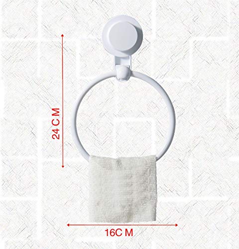 Bathlux Toallero de Pared con Ventosa de Fijación para Baño Modelo Semicircular Anilla Blanco (30167)