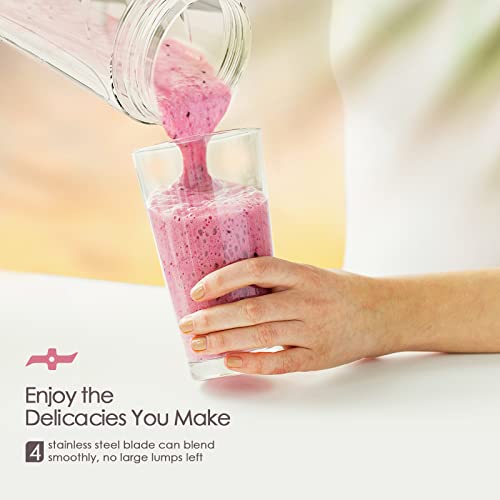 Batidora de Vaso Individual 350W, Licuadora Portátil con 2 Botellas de 600 ml, sin BPA, 4 Cuchillas de Acero Inoxidable, 25,000 r/min, Smoothie Maker Portatile para Smoothies, Frutas y Verduras