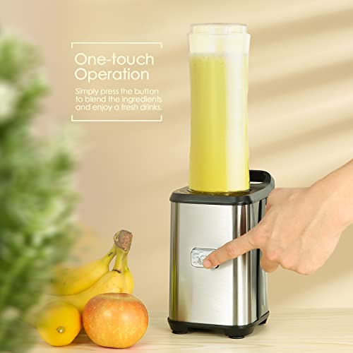 Batidora de Vaso Individual 350W, Licuadora Portátil con 2 Botellas de 600 ml, sin BPA, 4 Cuchillas de Acero Inoxidable, 25,000 r/min, Smoothie Maker Portatile para Smoothies, Frutas y Verduras