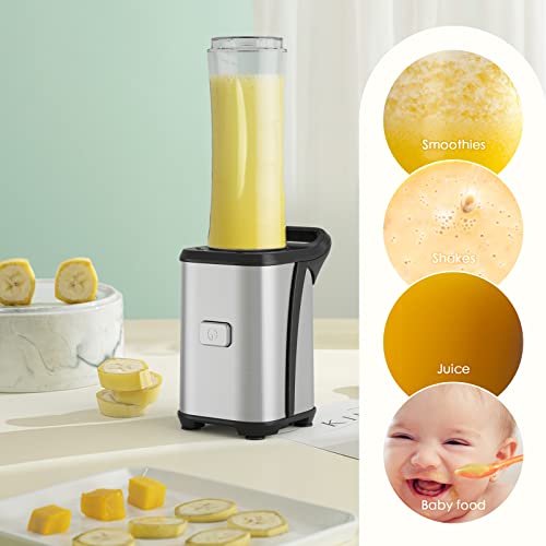 Batidora de Vaso Individual 350W, Licuadora Portátil con 2 Botellas de 600 ml, sin BPA, 4 Cuchillas de Acero Inoxidable, 25,000 r/min, Smoothie Maker Portatile para Smoothies, Frutas y Verduras