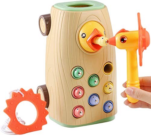 BBLIKE Juguetes Montessori educativos Juguetes niños 2 3 4 años Bebes, 3 en 1 Juguetes Martillo Juego magneticos Desarrollo de con Colores Que Desarrolla Habilidades Cognitivas (sin Electricidad) (B)