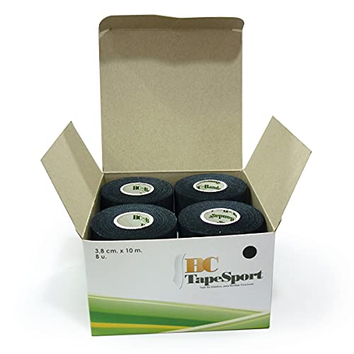 BC Tape Sport Caja de 8 rollos 3,8 cm x 10 m (Negro)