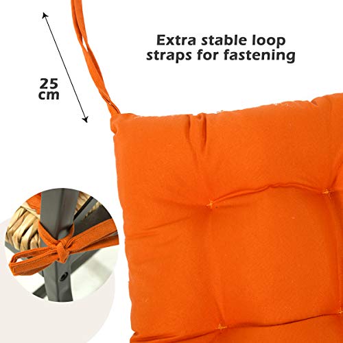 BCASE, Pack de 6 Cojines de Asiento y Silla, 40x40cm, Funda de Polyster, Relleno de Fibra, Cómodos, Resistentes, Fácil de Limpiar, para Cocina, Cuarto, Sala, Jardín, Terraza, Patio, Etc. Naranja