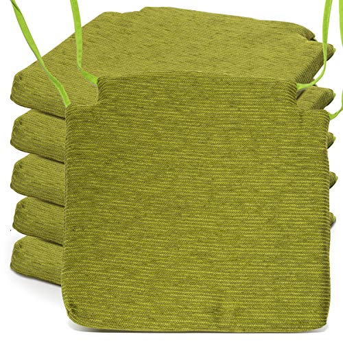 BCASE, Pack de 6 Cojines de Asiento y Silla Espuma Fantasy, 40x40cm, Desenfundable con Cremallera, Cómodos, Resistentes, Fácil de Limpiar, para Cocina, Cuarto, Etc. Verde