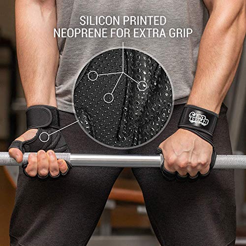 BEAR GRIP - Guantes de entrenamiento abiertos para crossfit, culturismo, callistenia, levantamiento de potencia (negro, S)