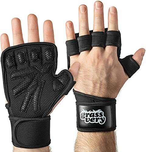 BEAR GRIP - Guantes de entrenamiento abiertos para crossfit, culturismo, callistenia, levantamiento de potencia (negro, S)