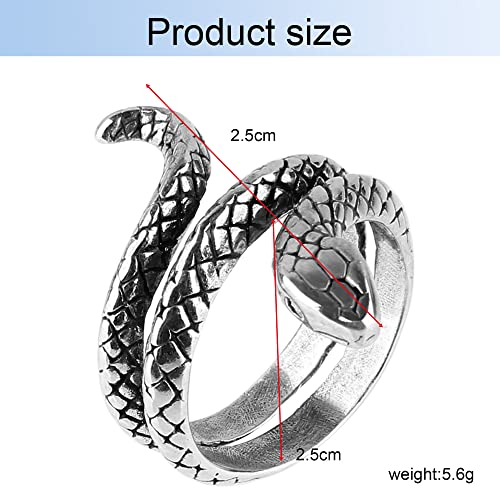 Beauty7 Anillo Retro de Cobre Abierta de Espiral Joyería de Serpiente Bronce Hombres Mujeres Gótico Titanio Anillo Ajustable Tamaño 10-15