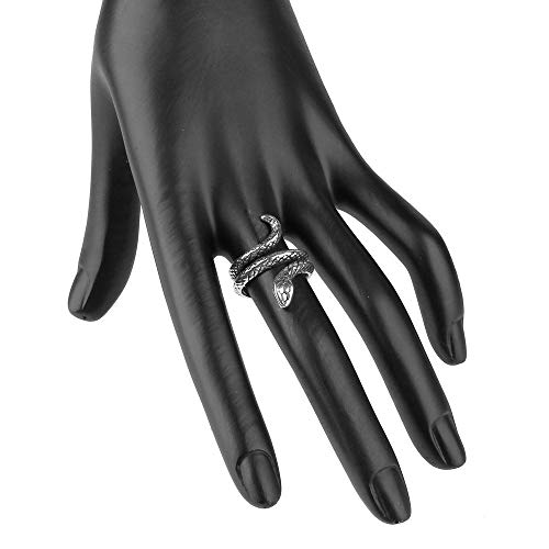 Beauty7 Anillo Retro de Cobre Abierta de Espiral Joyería de Serpiente Bronce Hombres Mujeres Gótico Titanio Anillo Ajustable Tamaño 10-15
