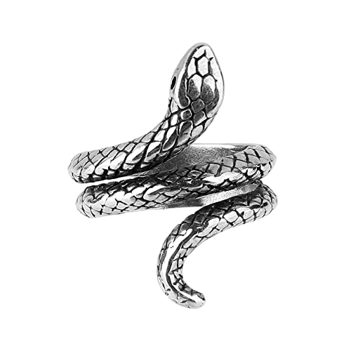 Beauty7 Anillo Retro de Cobre Abierta de Espiral Joyería de Serpiente Bronce Hombres Mujeres Gótico Titanio Anillo Ajustable Tamaño 10-15