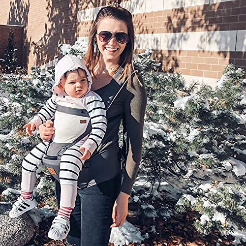 Bebamour Portabebés para 0-36 meses, Mochila portabebés para recién nacidos a niños pequeños, Asiento ergonómico para la cadera del bebé 6 en 1 Portabebés frontal (3D Air Grey with Designed)