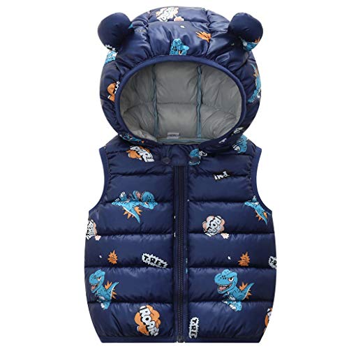 Bebé Chaleco de Abajo Infantil Chaleco de Plumas Invierno Encapuchado Chaquetas Acolchado Ligero sin Mangas Abrigo, 6-12 Meses, 80 CM