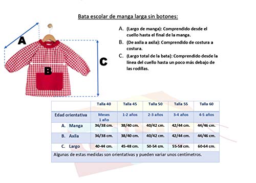 BeBright Bata Escolar Infantil, Baby Escolar Niña y Niño, Babi para Colegio y Guarderías- Fabricado en España (Rosa, 1-2 años)