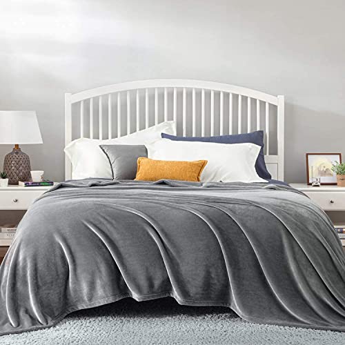 Bedsure Manta Cama 150 Invierno - Manta Sofa Extra Grande de Franela Suave, Mantas 220x240 cm para Cama 135, Gris