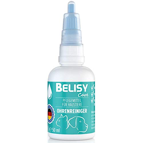 BELISY > Limpiador de oídos < para perros, gatos y animales pequeños – 50 ml – 100% aceite natural para el cuidado de los oídos – gotas contra picor, inflamaciones y ácaros – sin alcohol.