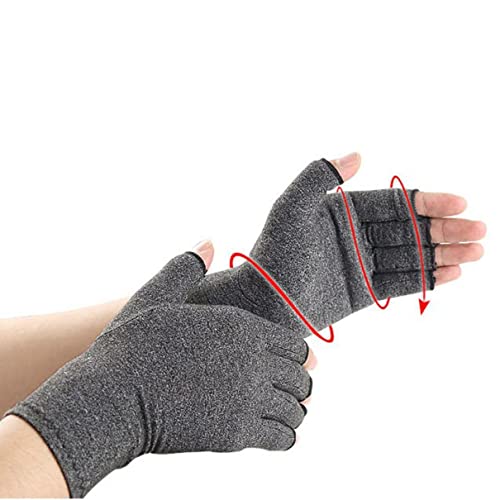 Bellaluee Guantes de protección contra la presión Guantes de protección contra la Artritis de Medio Dedo para Hombres y Mujeres Guantes para aliviar el Dolor Guantes para Dedos Abiertos de muñeca (L)