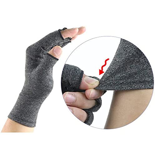 Bellaluee Guantes de protección contra la presión Guantes de protección contra la Artritis de Medio Dedo para Hombres y Mujeres Guantes para aliviar el Dolor Guantes para Dedos Abiertos de muñeca (L)
