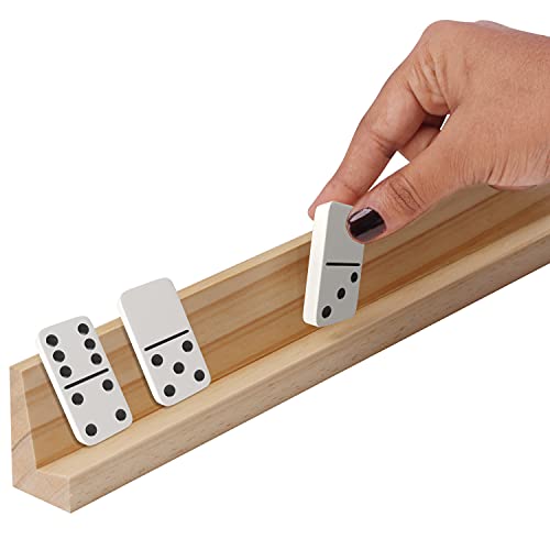 Belle Vous Soporte Fichas Domino (Pack de 4) 33,6 x 2,8 x 4,7 cm - Bandejas Profesional para Fichas de Dominó de Madera - Soporte Cartas Juego de Mesa, Piezas de Palabras, Tren Mexicano, Mahjong