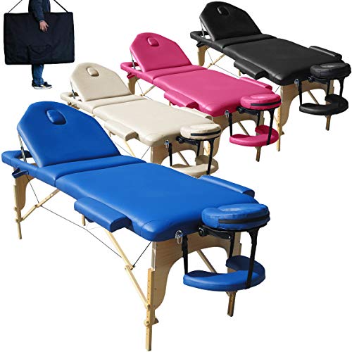 BELTOM Camilla de Masaje 3 Zonas Nuevo Modelo portatil Mesa Cama Banco Plegable Reiki - Azul