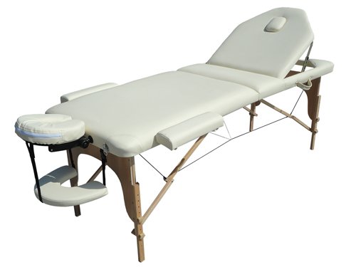 BELTOM Camilla de Masaje 3 Zonas Nuevo Modelo portatil Mesa Cama Banco Plegable Reiki - Crema