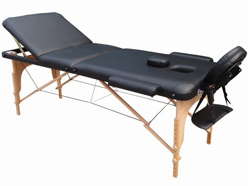 BELTOM Camilla de Masaje 3 Zonas portatil 195 x 70 cm. Mesa Cama Banco Plegable Reiki Fsioterapeuta - Negro