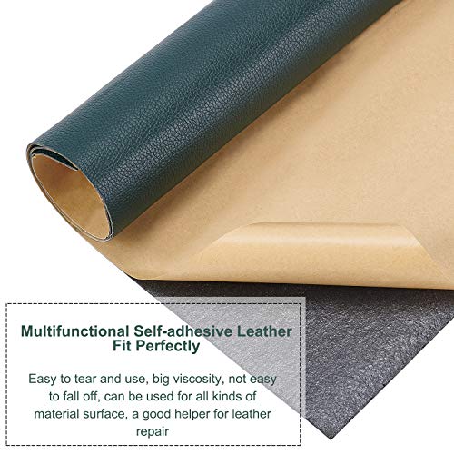 BENECREAT Parche de Reparación de Cuero Adhesivo 60x30cm para Sofá, Sofá, Asiento de Coche, Muebles (Verde Oscuro, 0.8mm de Espesor)