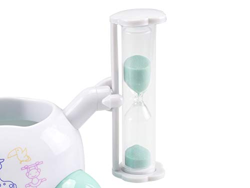 BEPER 40.918 Cepillo de dientes eléctrico con reloj de arena de 3 minutos para mantener el tiempo de limpieza a los niños, funciona con 2 pilas AA, Fantasía Animales de Colores