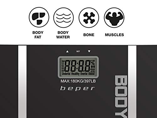 Beper Body Trainer - Báscula de baño con medidor de grasa corporal