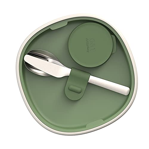 Berghoff 3950221 Conjunto Ensaladera Picnic, Bandeja Y Recipiente Para Salsa, Apto Frigorífico, Microondas, Lavavajillas, Blanco Verde