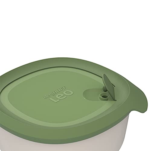 Berghoff 3950221 Conjunto Ensaladera Picnic, Bandeja Y Recipiente Para Salsa, Apto Frigorífico, Microondas, Lavavajillas, Blanco Verde