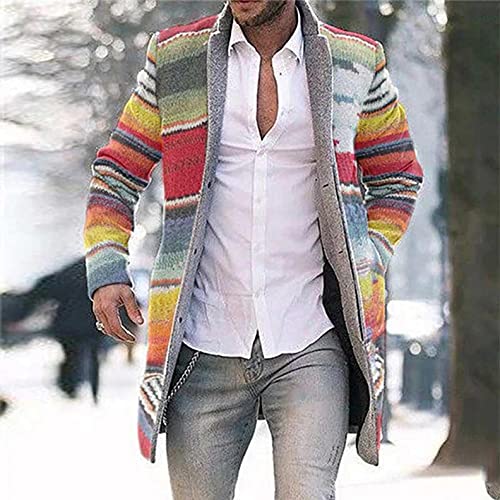 Berimaterry Abrigos Hombre Larga de Paño de Lana Ropa Hombre Invierno Rebecas Hombre Señores Elegantes Chaqueta Hombre Cuello Mao Cárdigans Hombre Casual Originales Baratos Bolsillo Abrigos de Hombre